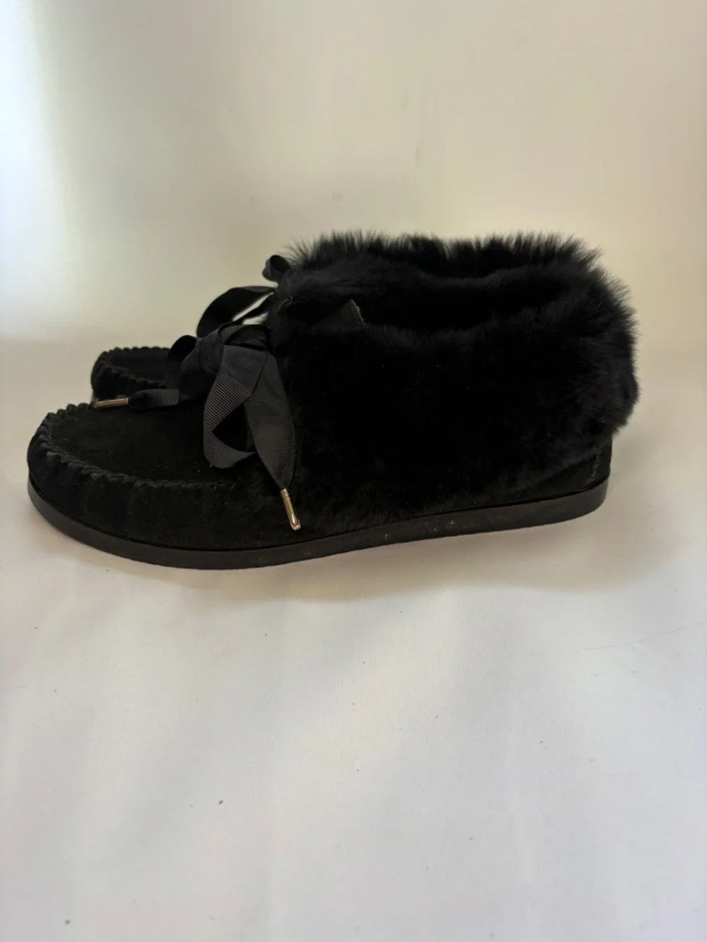 Tory Burch Aberdeen Fur-Lined Suede Slipper‎ Size 11
